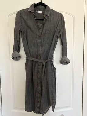 Sonoma Gray Button-Front Midi Shirt Dress